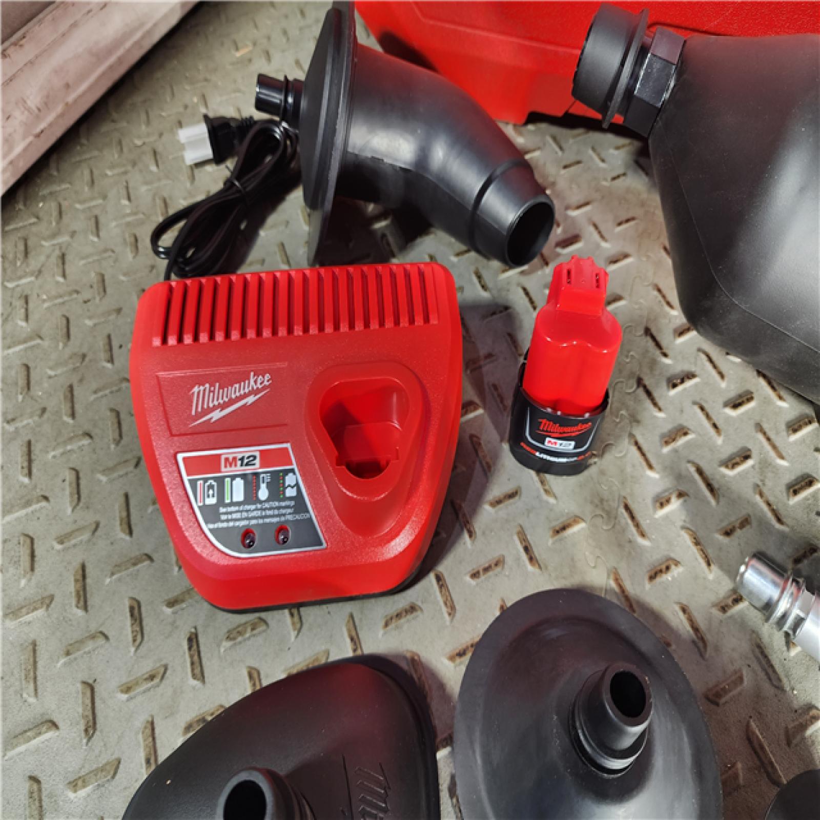 HOUSTON LOCATION - AS-IS M12 12-Volt Lithium-Ion Cordless Drain Cleaning Airsnake Air Gun Kit with (1) 2.0Ah Battery, Toilet Attachments