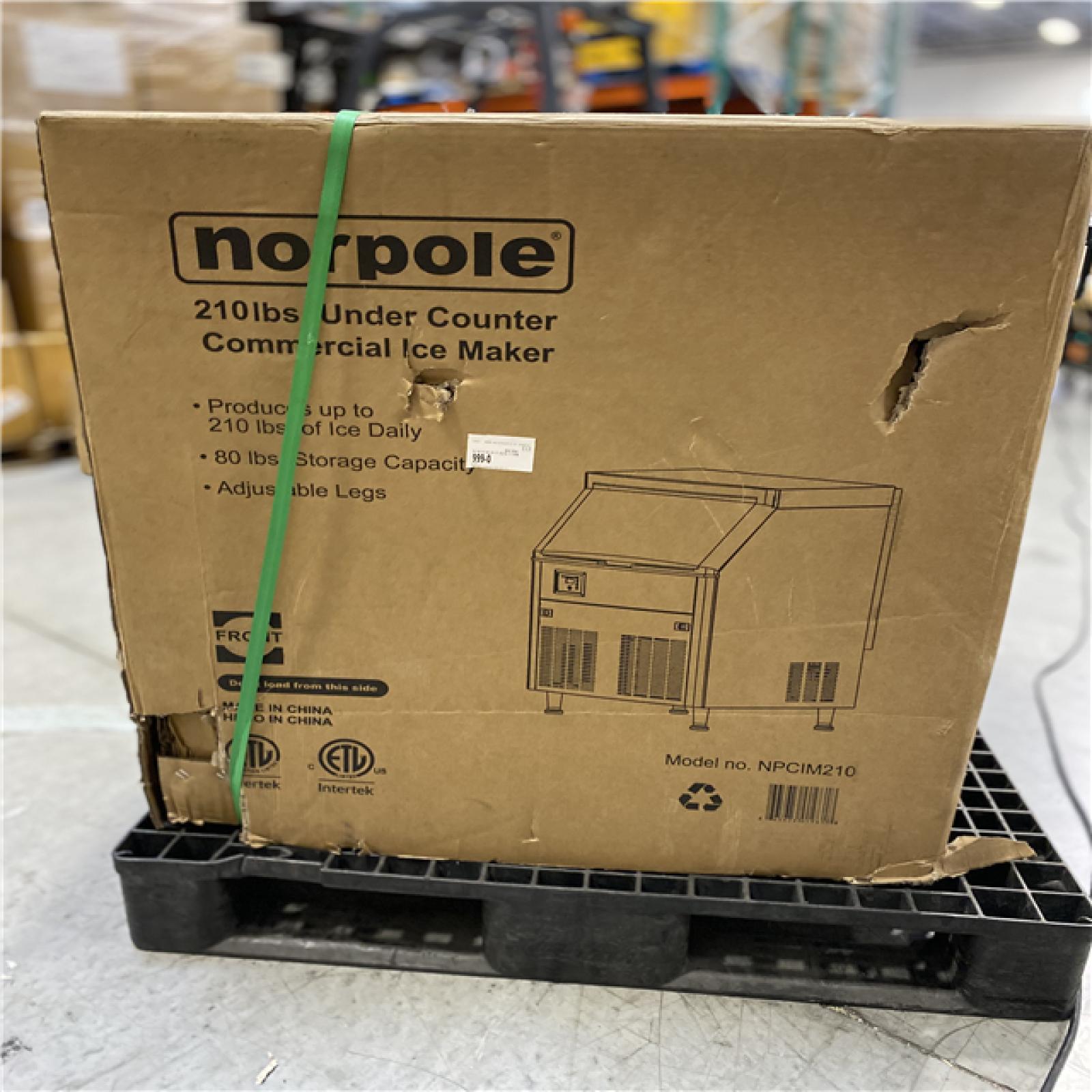 DALLAS LOCATION - Norpole 210 lbs. Freestanding Commercial Ice Maker in Stainless Steel