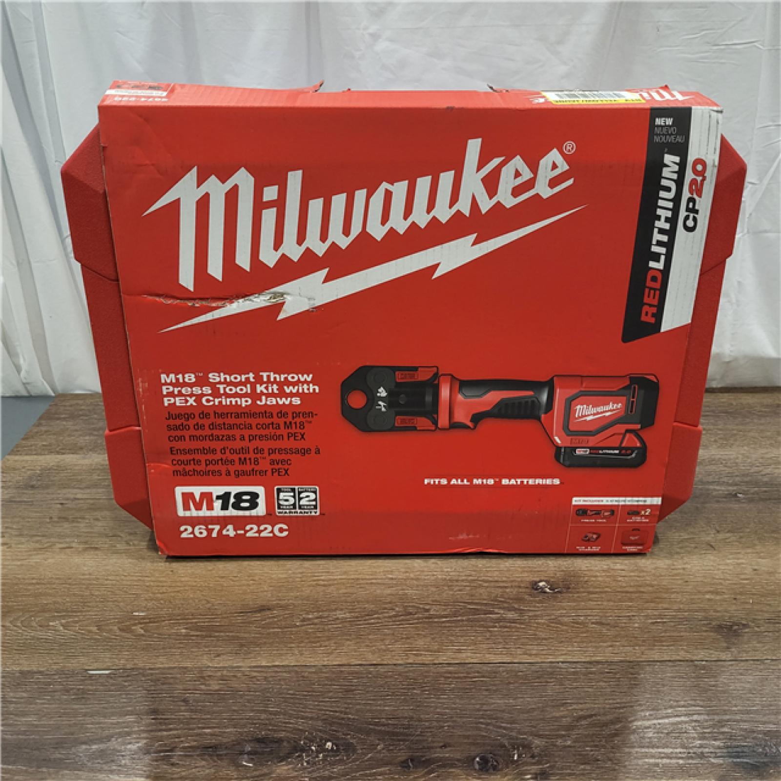 AS-IS Milwaukee-2674-22C M18 Short Throw Press Tool Kit W/ PEX Crimp Jaws