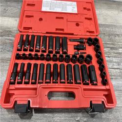 AS-IS Milwaukee Tool 43 Pc 3/8 Drive Deep Socket Set - 5/16 to 3/4, 8 to 19mm, 6 Points | Part #49-66-7009