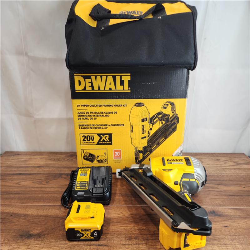 AS IS DeWalt Cordless Brushless Paper Collated 30 Framing Nailer KIT