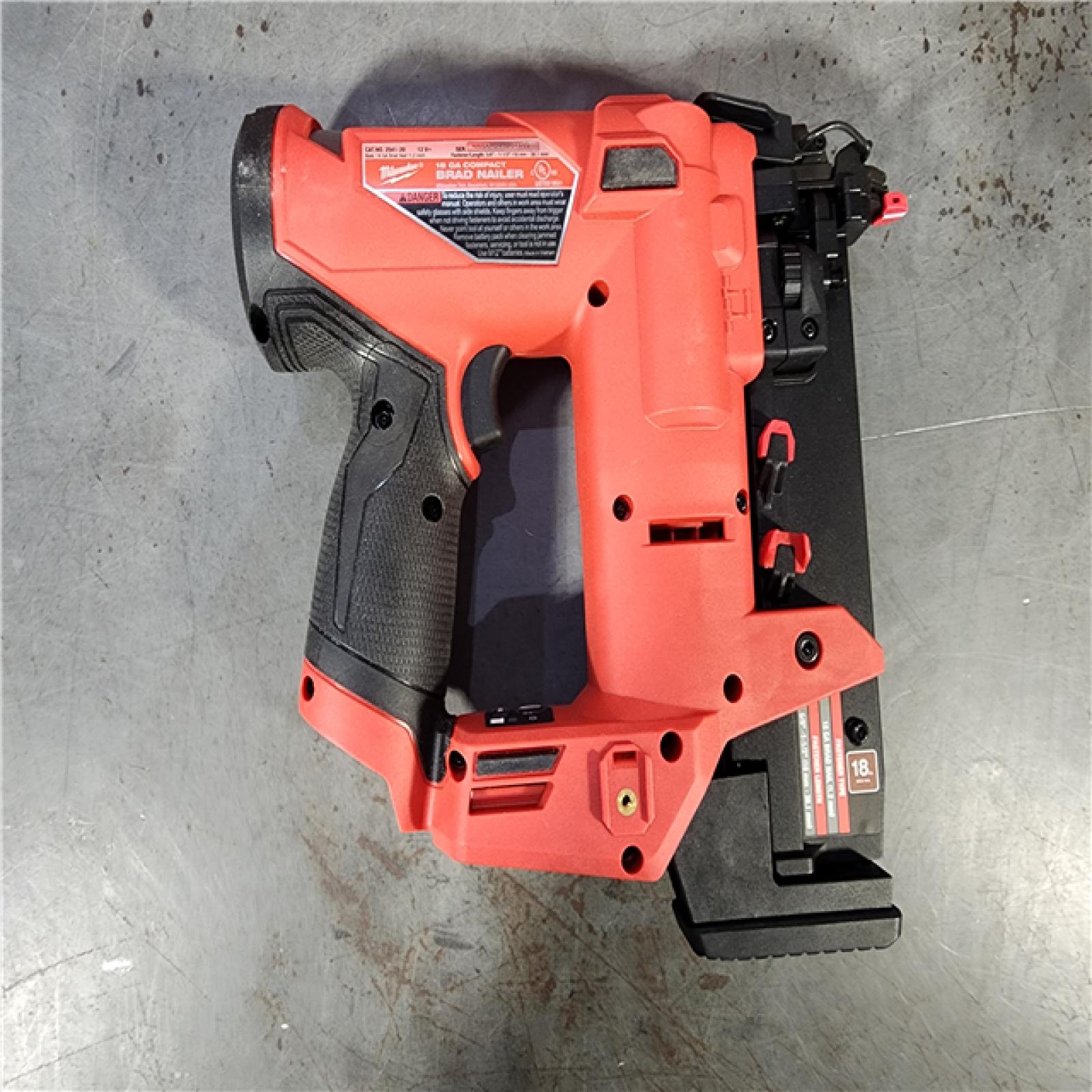 HOUSTON LOCATION - AS-IS M12 FUEL 12-Volt Lithium-Ion Brushless Cordless 18-Guage Compact Brad Nailer (Tool Only)