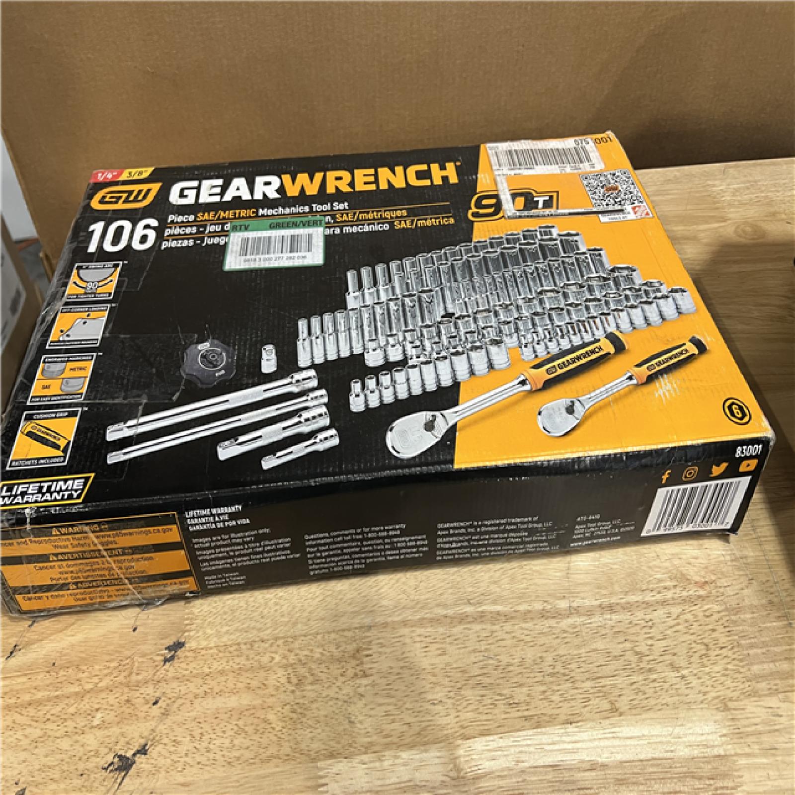 DALLAS LOCATION - GW 1/4 in. and 3/8 in. Drive 6-Point Standard & Deep SAE/Metric 90-Tooth Ratchet and Socket Mechanics Tool Set (106-Piece)