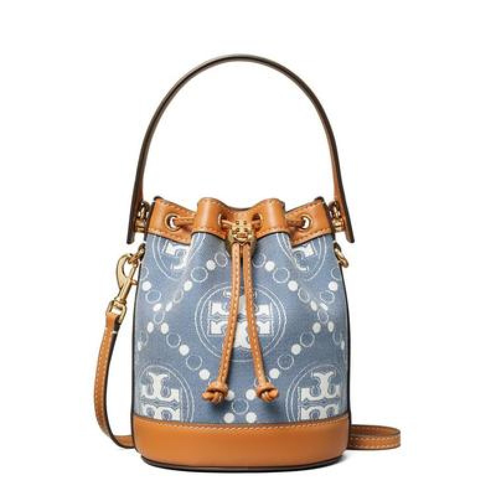 NEW! Tory Burch Monogram Mini Denim Bucket Bag