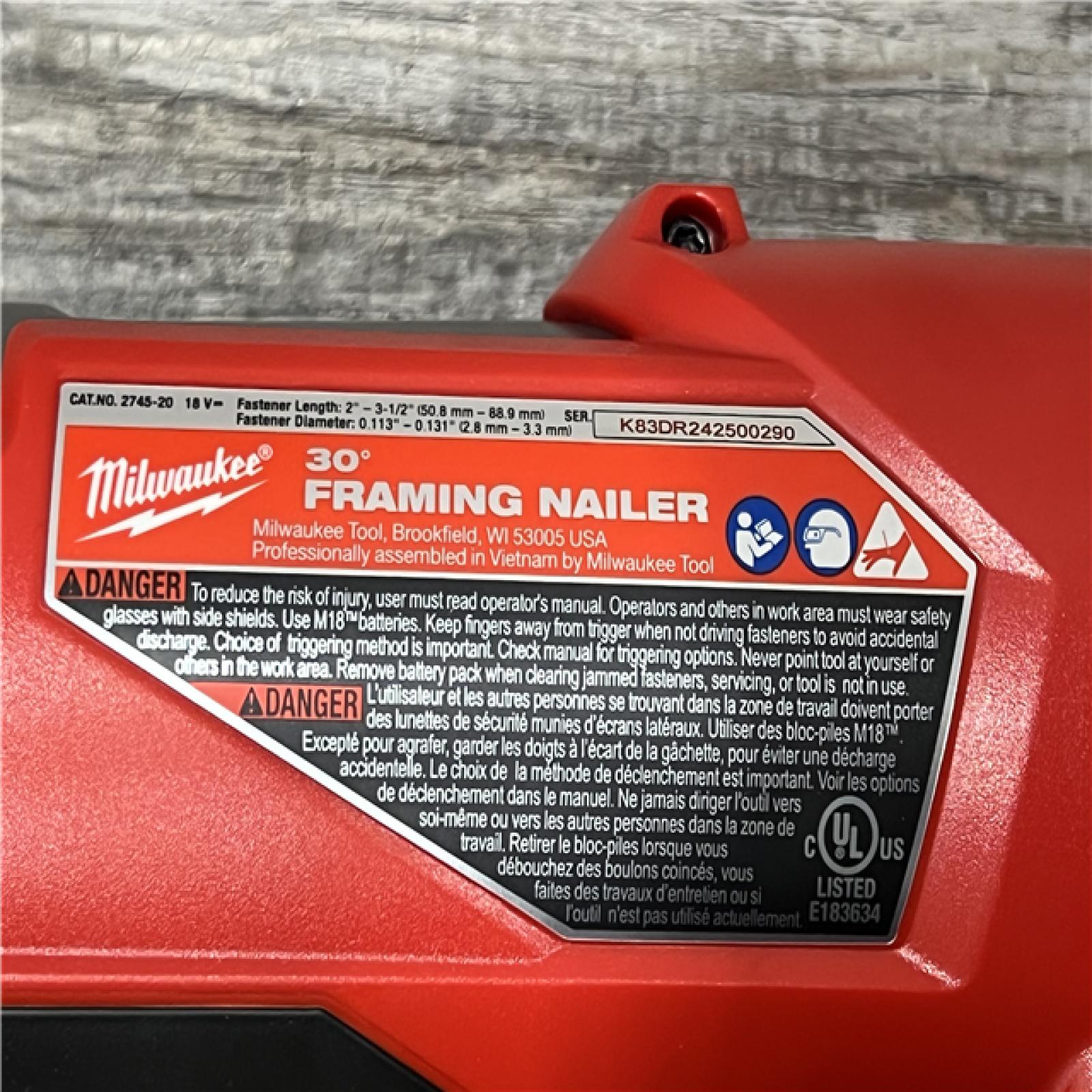 AS-IS Milwaukee M18 FUEL 30 Degree Framing Nailer