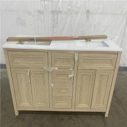 Houston Location - AS-IS Beaufort 60in. Light Birch Wood Bathroom Vanity