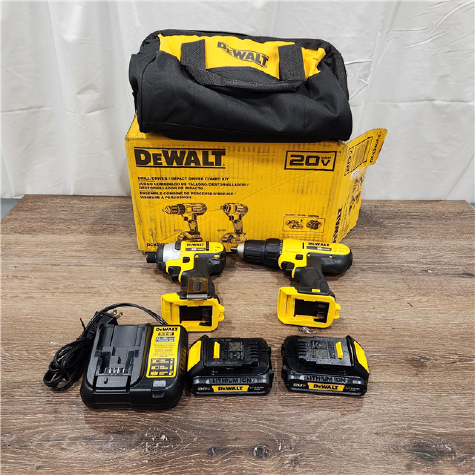 AS-IS DEWALT 20V MAX Lithium-Ion Brushed Cordless Drill/Impact (2-Tool) Combo Kit