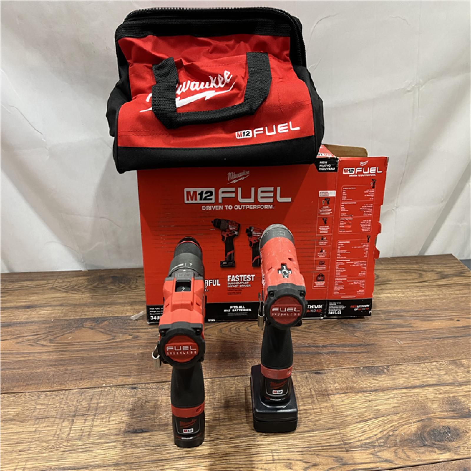 AS IS Milwaukee 3497-22 12V Brushless Hammer Drill and Impact Driver Combo Kit