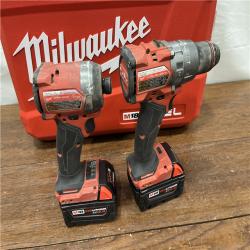 AS-ISMilwaukee M18 FUEL 18V Lithium-Ion Brushless Cordless Hammer Drill and Impact Driver Combo Kit (2-Tool) with 2 Batteries