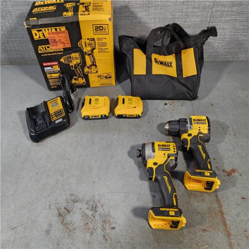 HOUSTON LOCATION - AS-IS DEWALT ATOMIC 20-Volt MAX Lithium-Ion Cordless Combo Kit (2-Tool) with (2) 2.0Ah Batteries, Charger and Bag