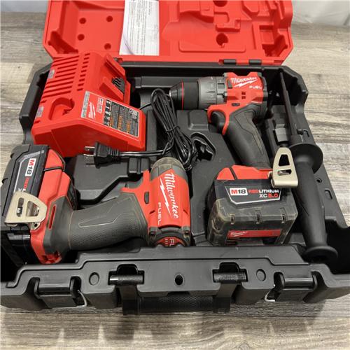 AS-IS MILWAUKEE M18 FUEL 18V Lithium-Ion Brushless Cordless Hammer Drill and Impact Driver Combo Kit (2-Tool) with 2 Batteries