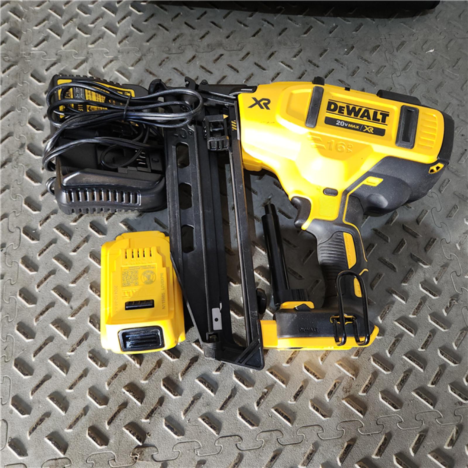 Houston location AS-IS DeWalt DCN660D1 20V 16 Gauge Cordless Angled Finish Nailer Kit W/ 2Ah Battery