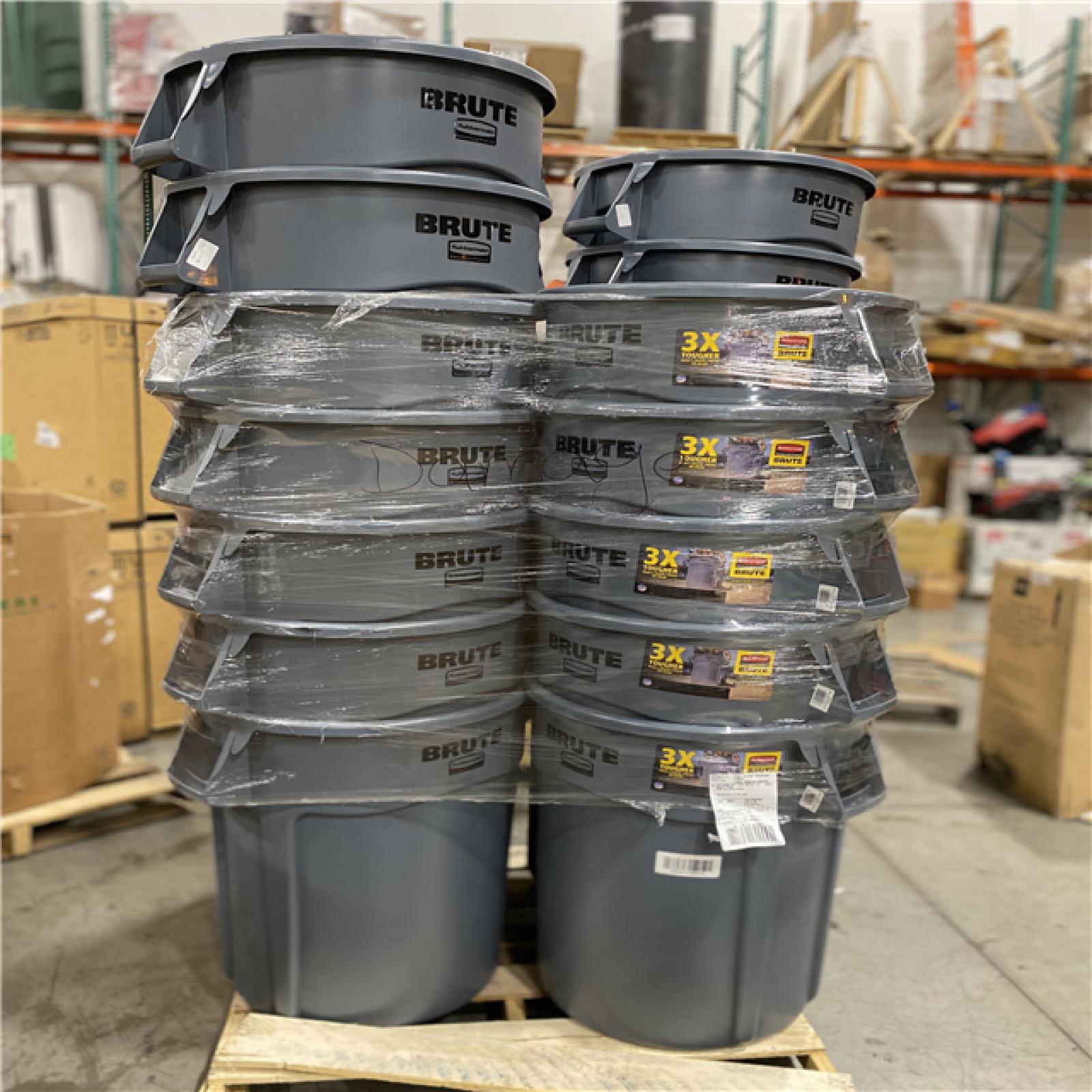 DALLAS LOCATION - Rubbermaid Brute 44 Gal. Grey Round Vented Trash Can PALLT - (24 UNITS)