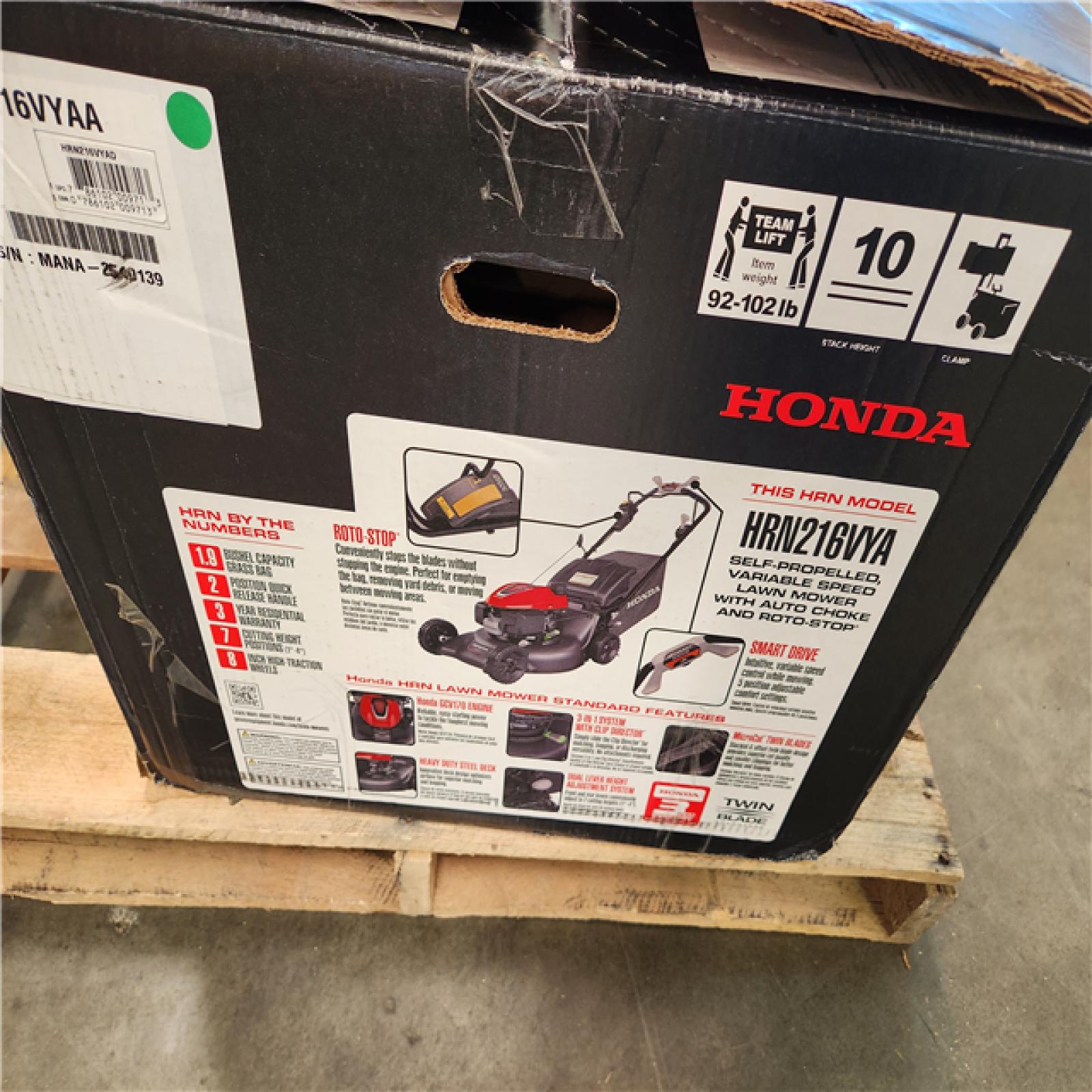 California AS-IS Honda Hrn Self Propelled Variable Speed Lawn Mower W/ Auto Choke