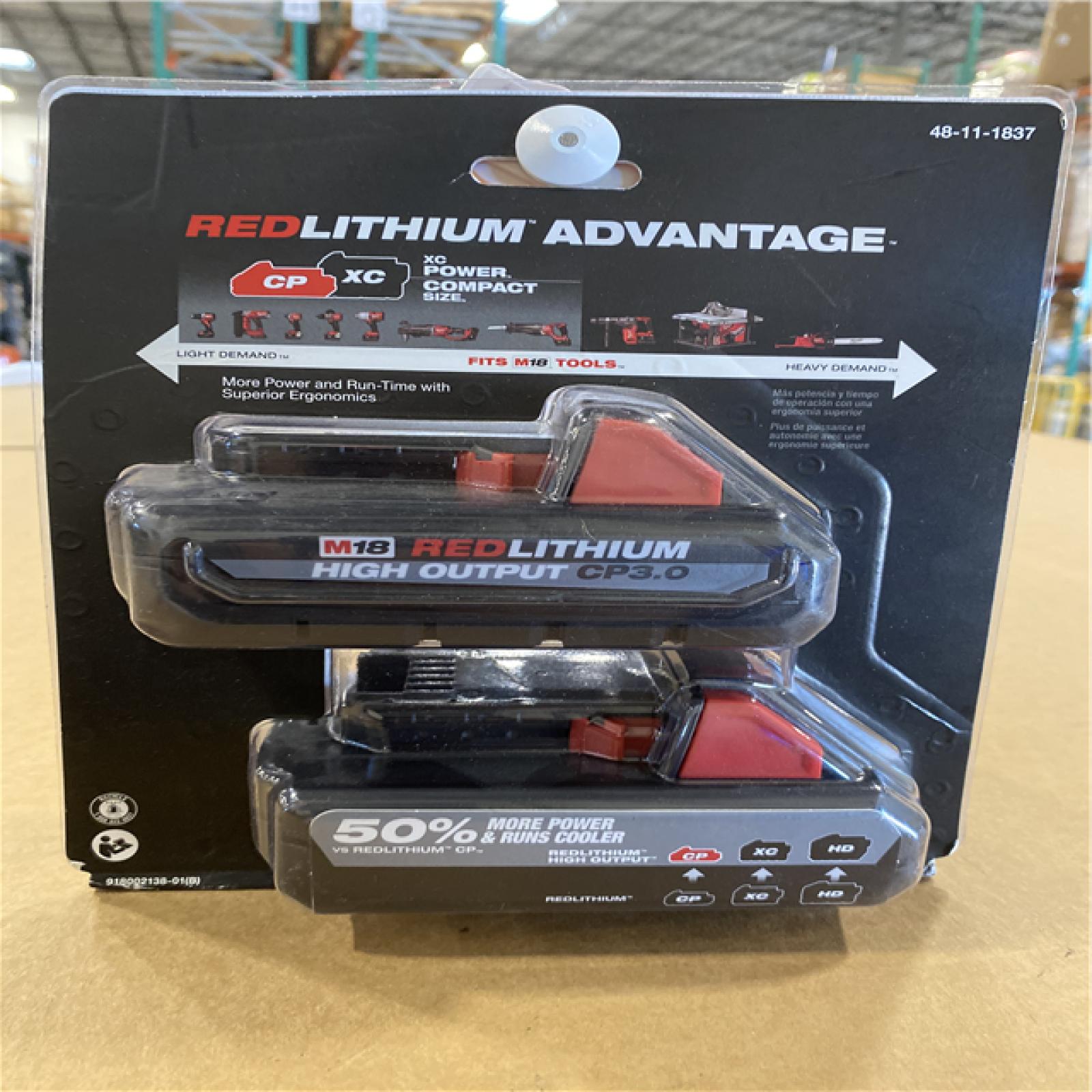 NEW! - Milwaukee M18 18V Lithium-Ion HIGH OUTPUT CP 3.0Ah Battery Pack (2-Pack)