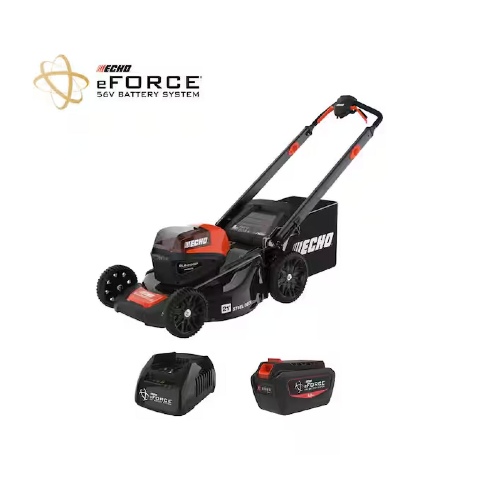 DALLAS LOCATION - ECHO eFORCE 56V 21 in. Cordless Battery Walk Behind Self-Propelled Lawn Mower with 5.0Ah Battery and Charger