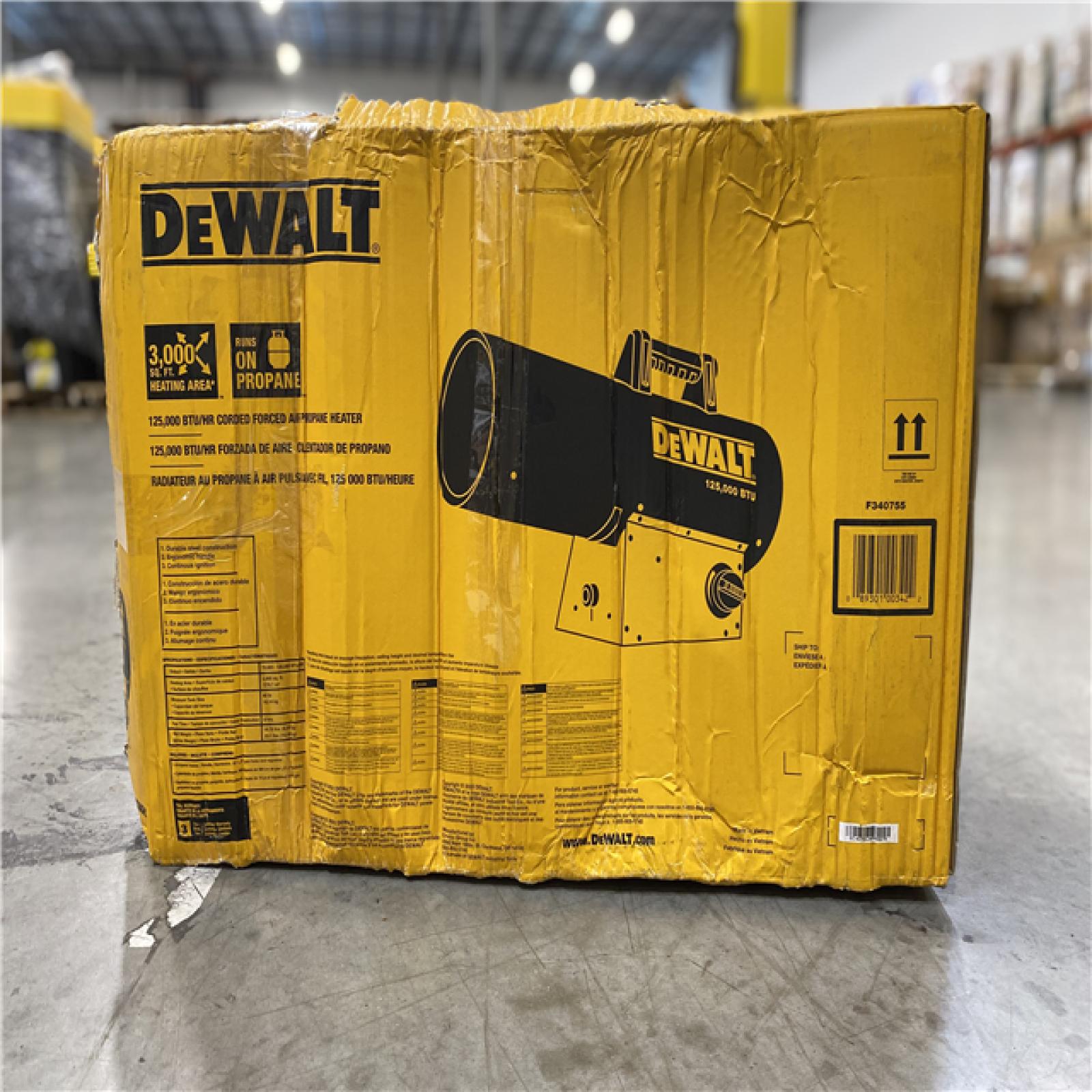 DALLAS LOCATION - DEWALT Forced Air Propane 125000-BTU Outdoor Portable Forced Air Propane Heater