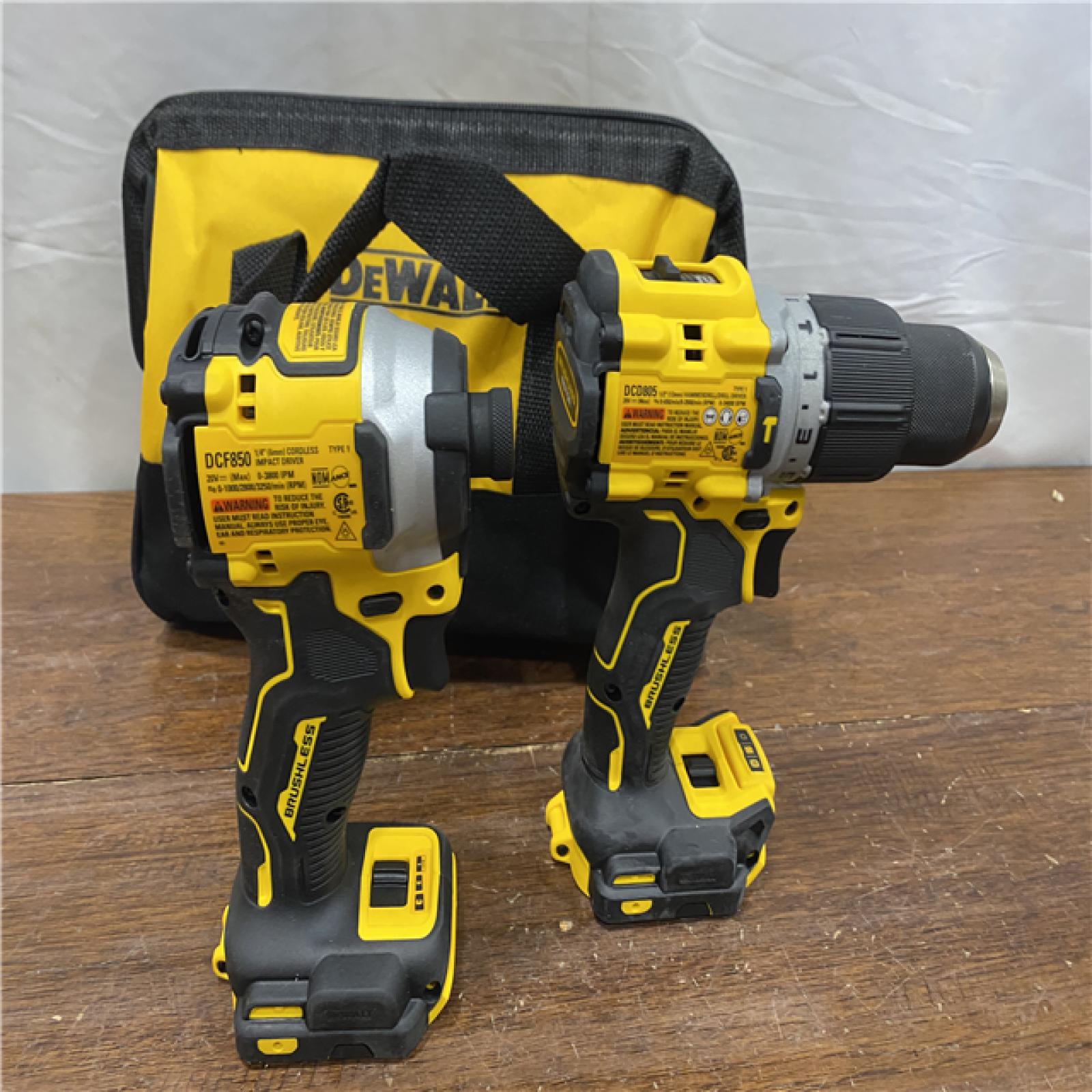 AS-ISDEWALT 20V MAX XR Hammer Drill and ATOMIC Impact Driver 2 Tool Cordless Combo Kit with (2) 4.0Ah Batteries, Charger, and Bag