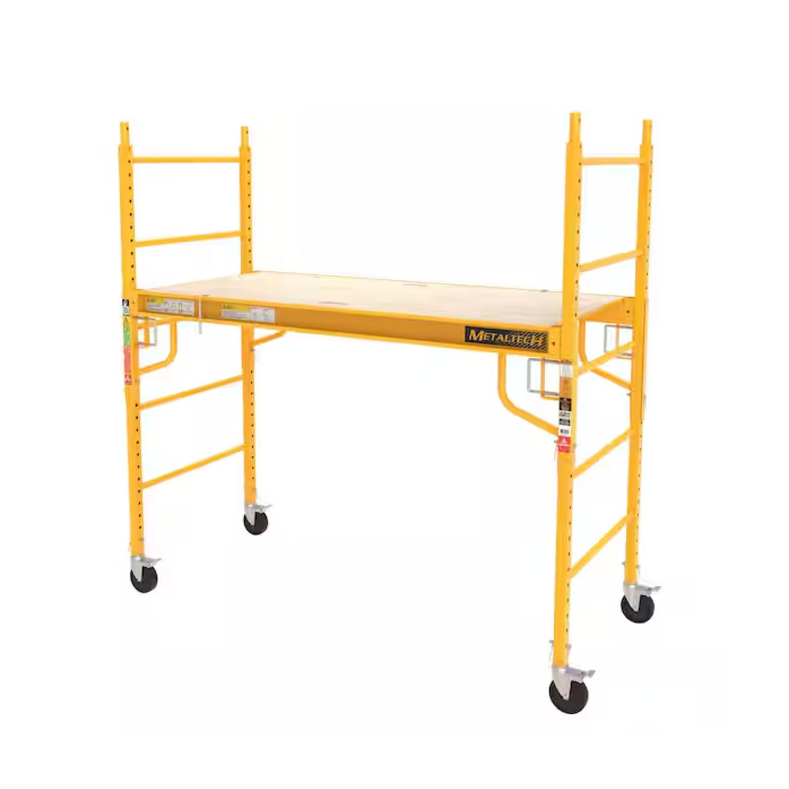 NEW! - MetalTech Jobsite 6 ft. Baker Style Rolling Scaffold Platform, 1100 lbs. Load Capacity, Steel, 6 ft. W x 6.25 ft. H x 2.5 ft. D