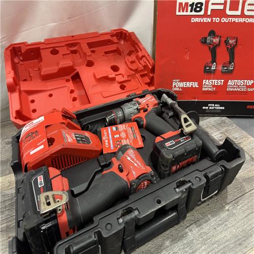 AS-IS MILWAUKEE M18 FUEL 18V Lithium-Ion Brushless Cordless Hammer Drill and Impact Driver Combo Kit (2-Tool) with 2 Batteries