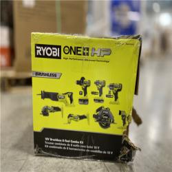 NEW! - RYOBI ONE+ HP 18V Brushless Cordless 8-Tool Combo Kit with 4.0 Ah and 2.0 Ah HIGH PERFORMANCE Batteries, Charger, and Bag