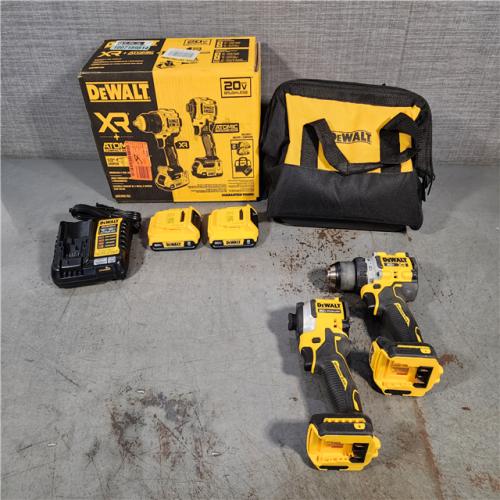 HOUSTON LOCATION - AS-IS DEWALT 20V MAX XR Cordless Drill/Driver, ATOMIC Impact Driver 2 Tool Combo Kit, (2) 2.0Ah Batteries, Charger, and Bag