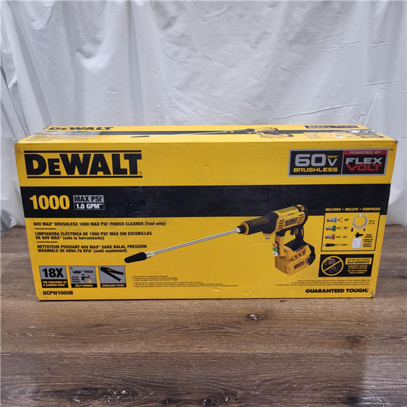 AS-IS FLEXVOLT 60V MAX 1000 PSI 1.0 GPM Cold Water Cordless Battery Power Cleaner (Tool Only)