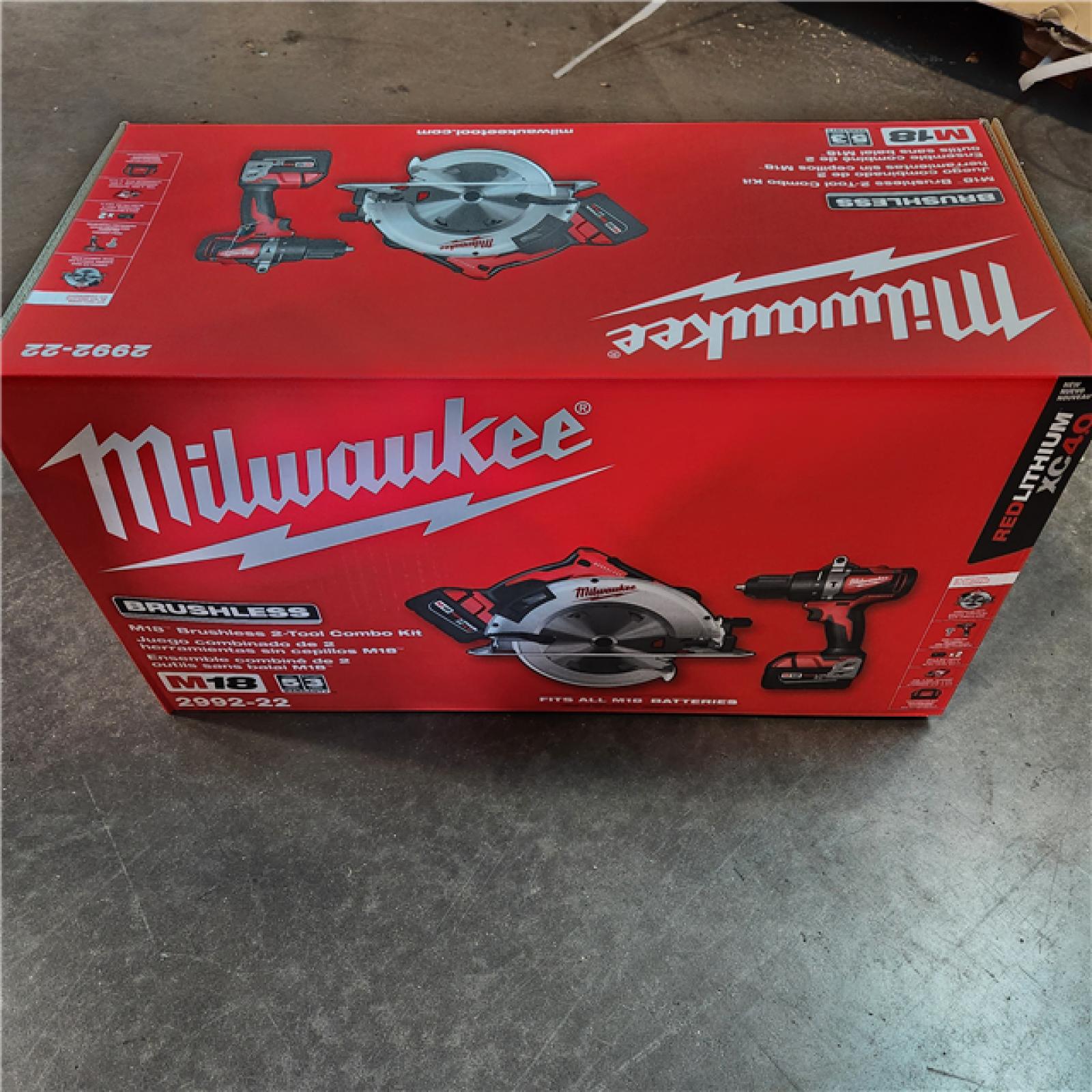 NEW! - Milwaukee M18 18V Lithium-Ion Brushless Cordless Hammer Drill and Circular Saw Combo Kit (2-Tool) with Two 4.0 Ah Batteries