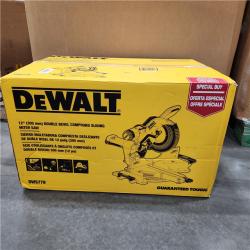 AS-IS DEWALT 15 Amp Corded 12 in. Double Bevel Sliding Compound Miter Saw, Blade Wrench and Material Clamp