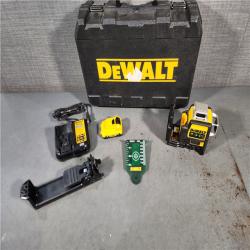 HOUSTON LOCATION - AS-IS DEWALT 12V MAX Lithium-Ion 100 Ft. Green Self-Leveling 3-Beam 360 Degree Laser Level with 2.0Ah Battery, Charger and Case