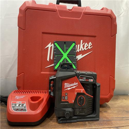 AS-IS Milwaukee M12 12-Volt Lithium-Ion Cordless Green 250 Ft. 3-Plane Laser Level Kit with One 4.0 Ah Battery, Charger and Case