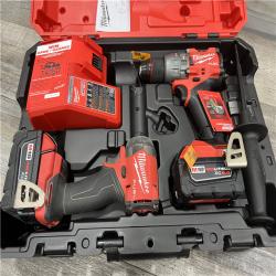 AS-IS MILWAUKEE M18 FUEL 18V Lithium-Ion Brushless Cordless Hammer Drill and Impact Driver Combo Kit (2-Tool) with 2 Batteries