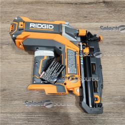 AS-IS RIDGID 18-Volt Cordless Brushless HYPERDRIVE 16-Gauge 2-1/2 in. Straight Finish Nailer(Tool Only), Belt Clip, Bag, Sample Nails