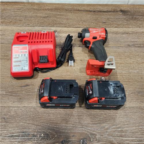 AS-IS Milwaukee 2953-22 M18 FUEL 18V Lithium-Ion Brushless Cordless 1/4 Hex Impact Driver Kit 5.0 Ah