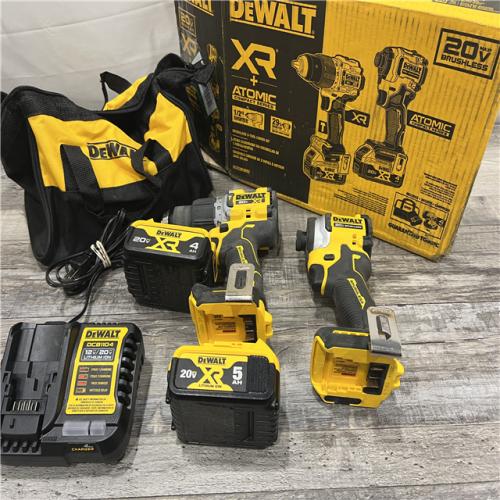 AS-IS DEWALT 20V MAX XR Hammer Drill and ATOMIC Impact Driver 2 Tool Cordless Combo Kit with (2) 4.0Ah Batteries, Charger, and Bag