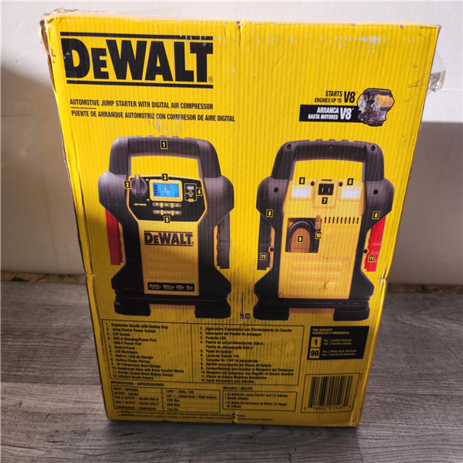 Phoenix Location DEWALT 1600 Peak Amp Jump Starter with Digital Compressor and USB Power Bank