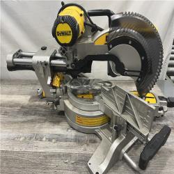 AS-IS DEWALT 15 Amp Corded 12 in. Double Bevel Sliding Compound Miter Saw with XPS Technology, Blade Wrench and Material Clamp