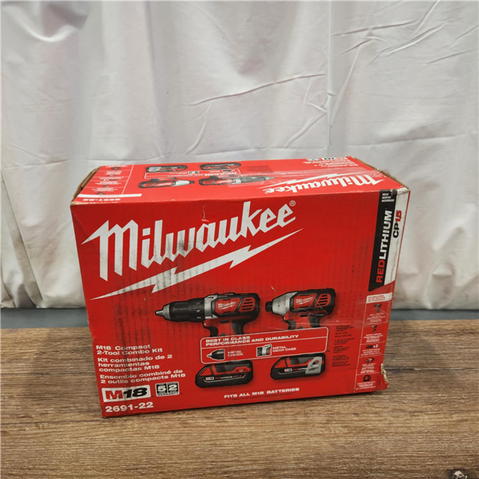 AS-IS Milwaukee M18 18V Cordless Brushed 2 Tool Drill/Driver and Impact Driver Kit