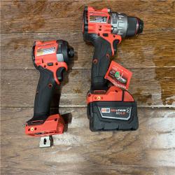 AS-ISMilwaukee M18 FUEL 18V Lithium-Ion Brushless Cordless Hammer Drill and Impact Driver Combo Kit (2-Tool) with 2 Batteries