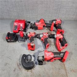 HOUSTON LOCATION - AS-IS MILWAUKEE 6 TOOL COMBO KIT W/ (2) BATTERY & CHARGER