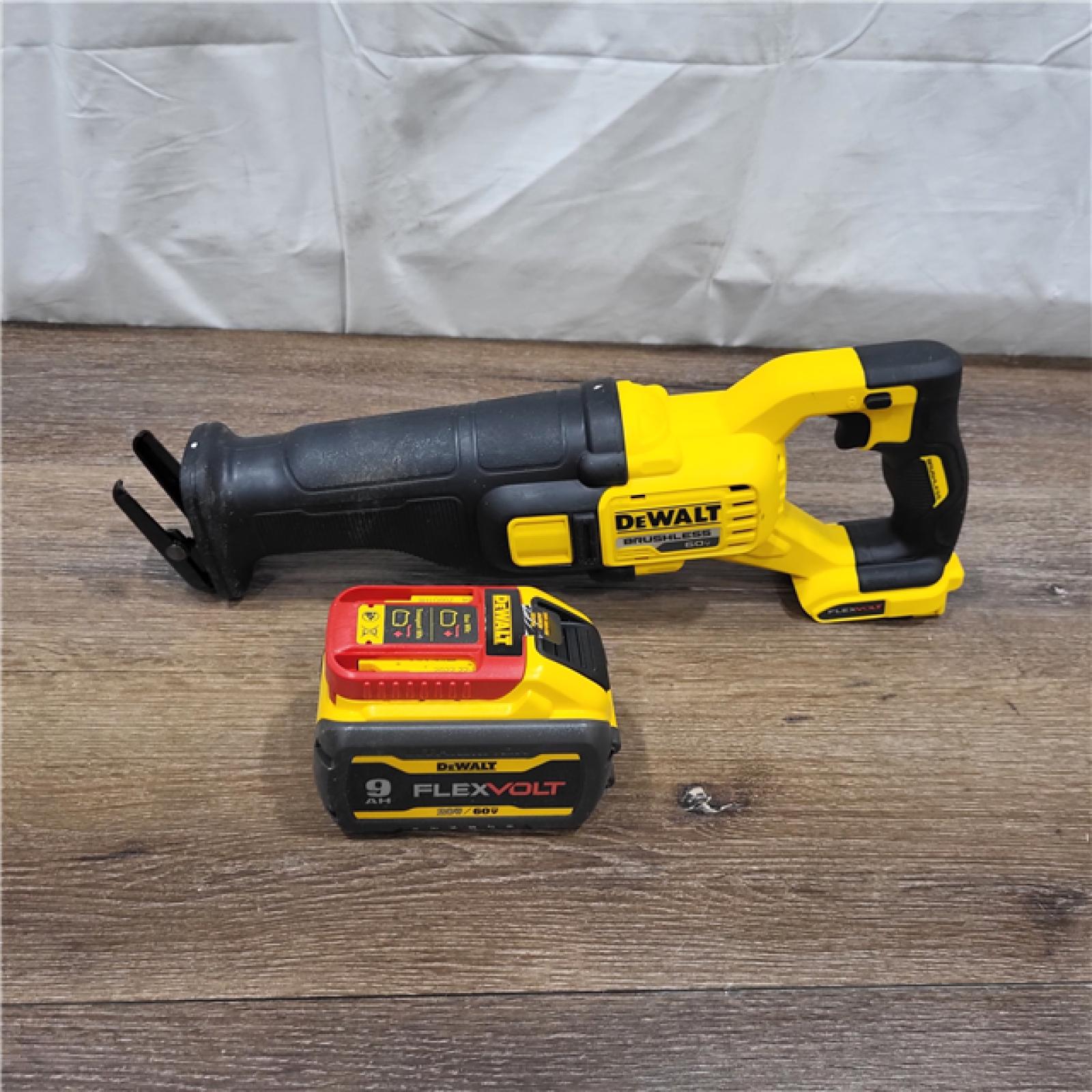 AS-IS FLEXVOLT 60V MAX Cordless Brushless Reciprocating Saw with (1) FLEXVOLT 9.0Ah Battery