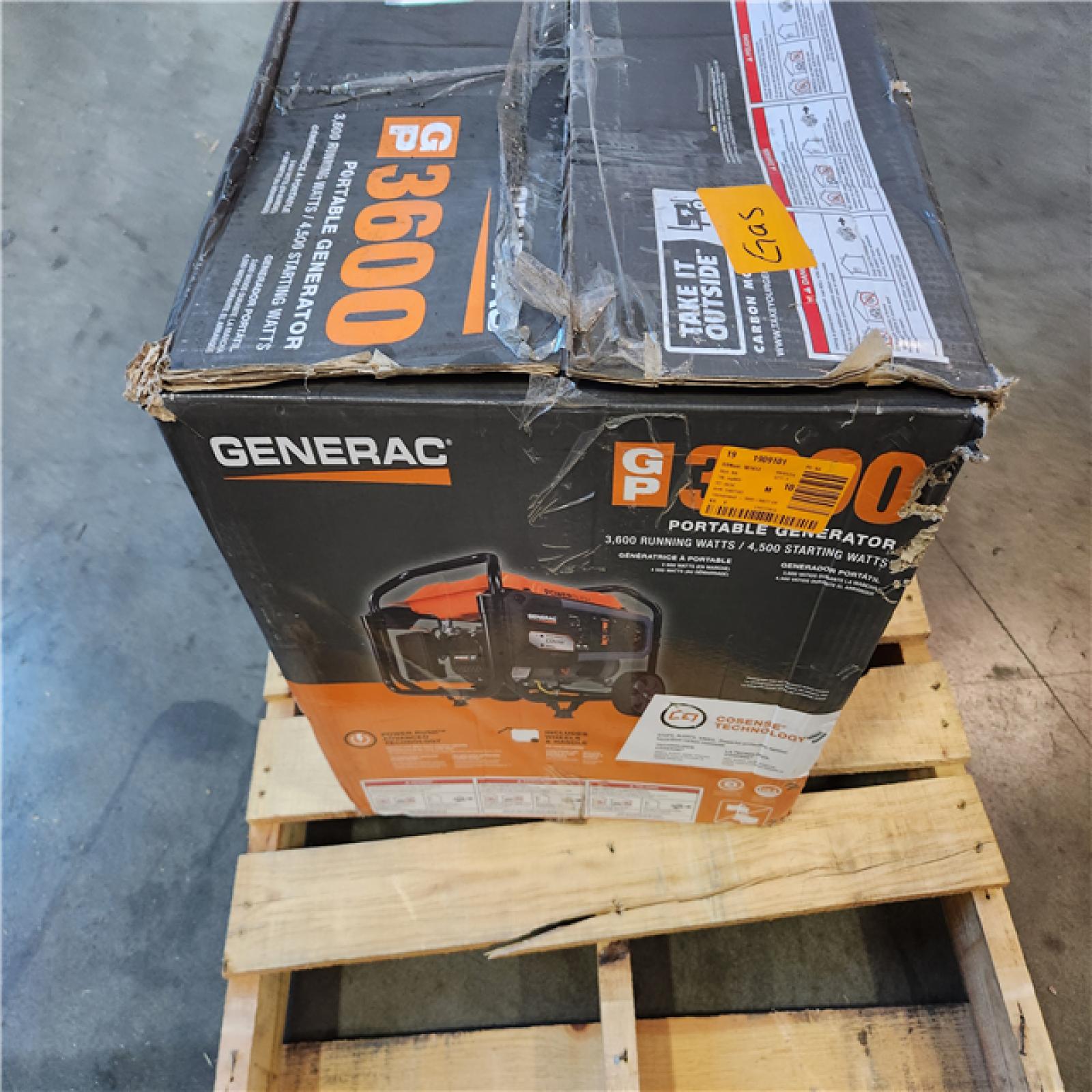 California AS-IS Generac 3,600 Running Watts/ 4,500 Starting Watts Portable Generator