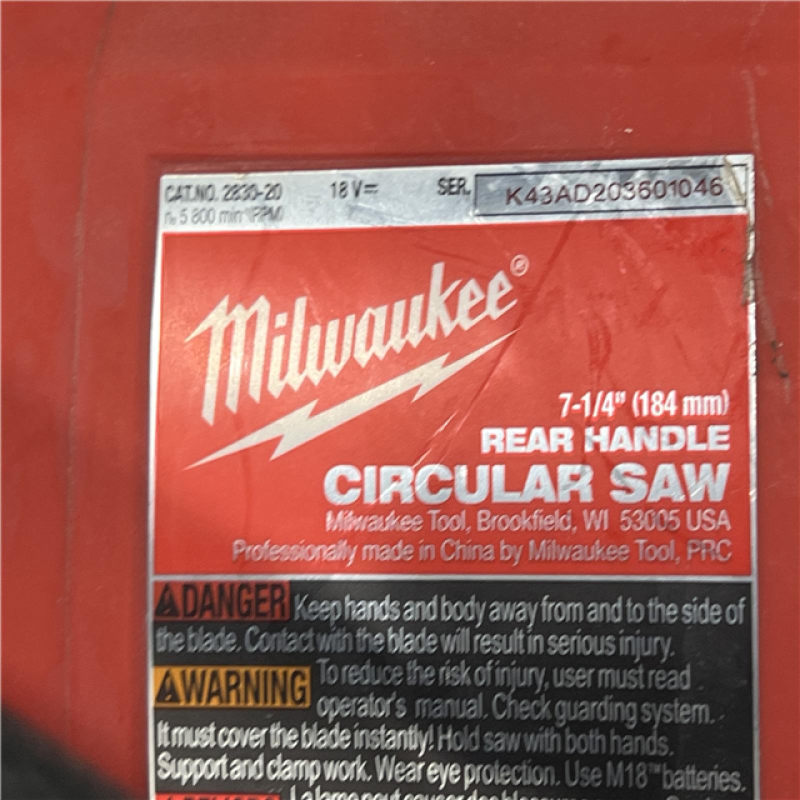 AS-IS Milwaukee 2830-20 Rear Handle Circular Saw M18 FUEL 7-1/4  Cordless Brushless Tool Only