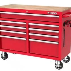 DALLAS LOACTION-  Husky Tool Storage 46 in. W x 18 in. D Gloss Red Mobile Workbench Cabinet