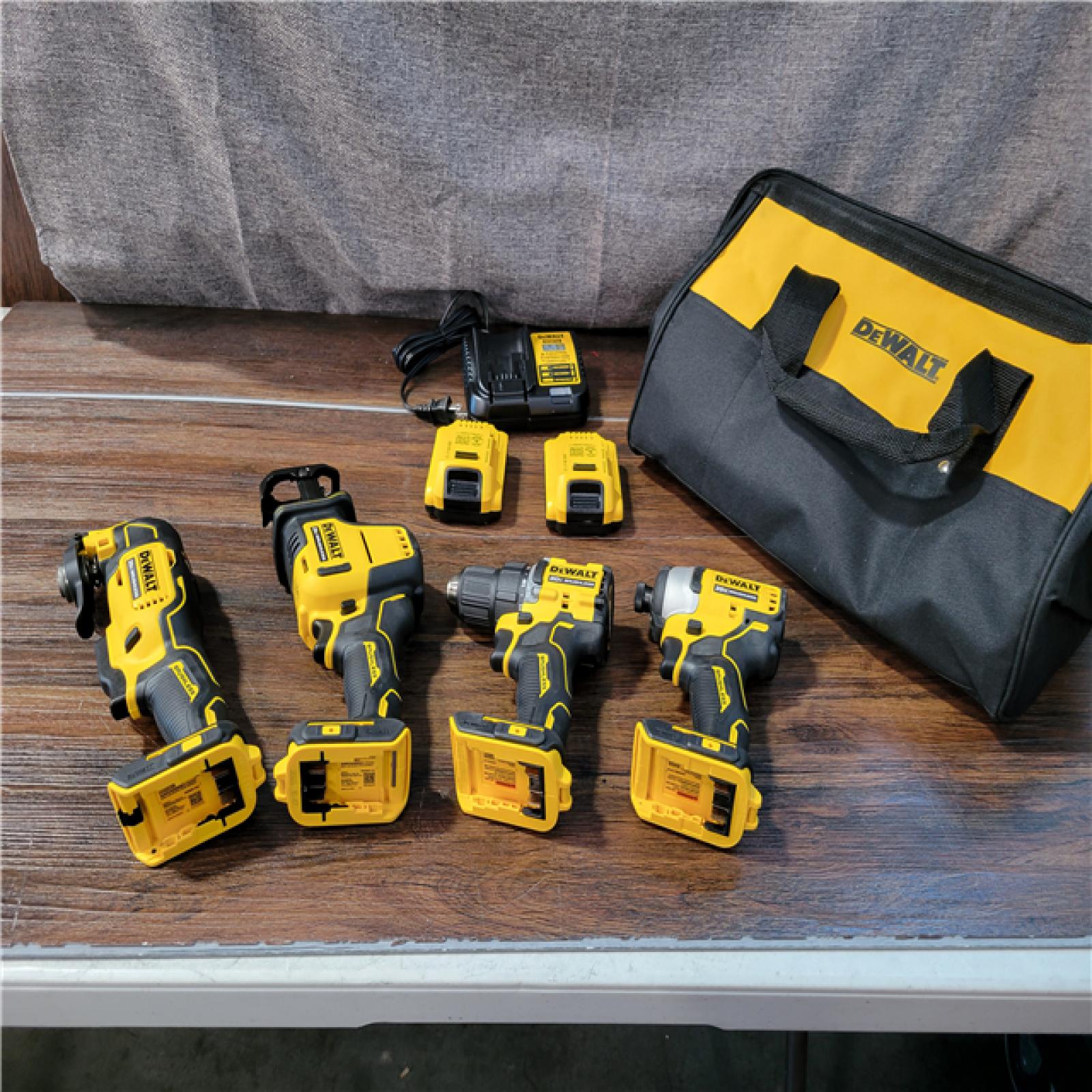 California New DEWALT 4-Tool Combo Kit (2 Batteries, 1 Charger, and Bag Included)