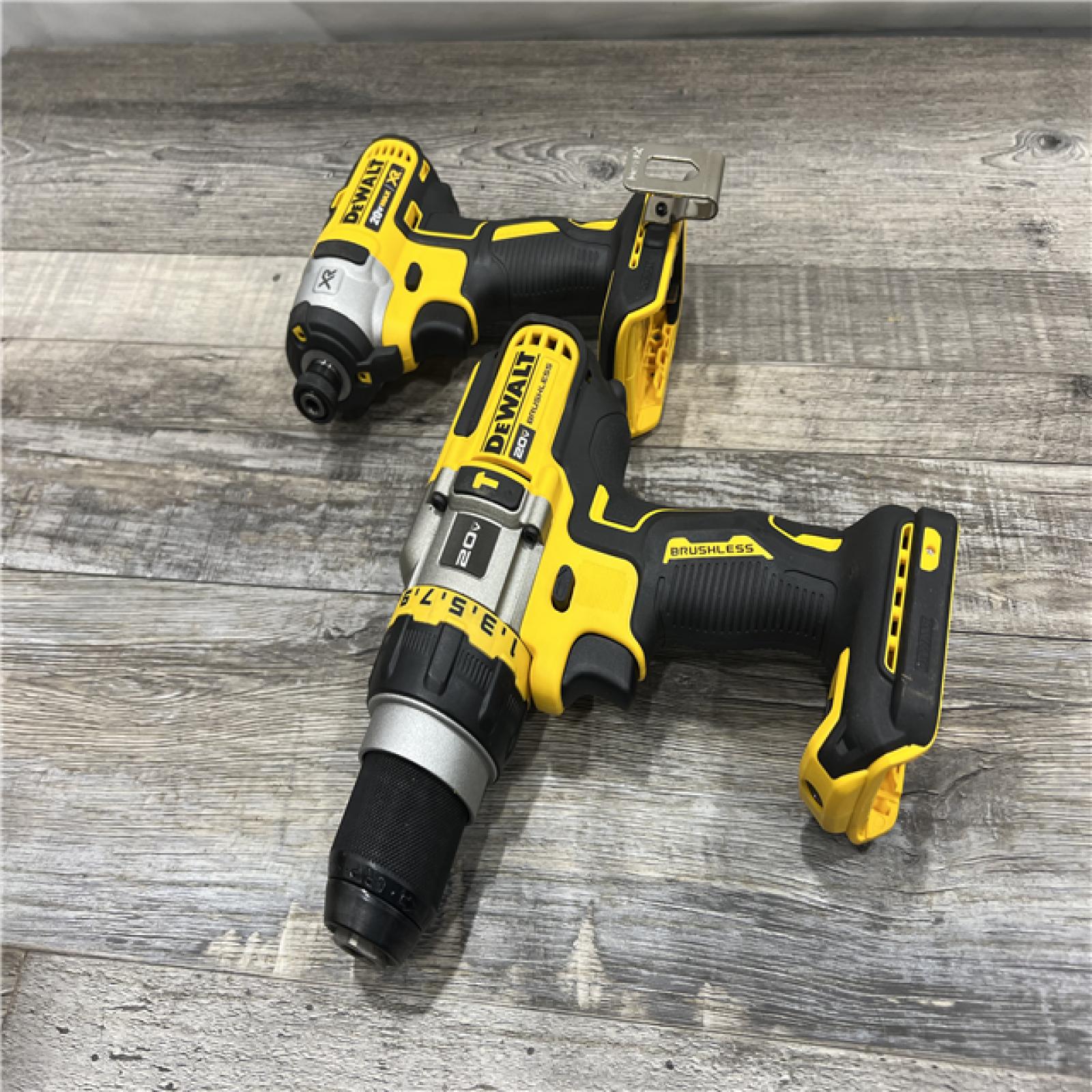 AS-IS DEWALT 20V MAX Cordless Brushless Hammer Drill/Driver 2 Tool Combo Kit with FLEXVOLT ADVANTAGE