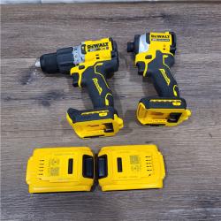 AS-IS DEWALT 20V MAX XR Cordless Drill/Driver, ATOMIC Impact Driver 2 Tool Combo Kit, (2) 2.0Ah Batteries, Charger, and Bag