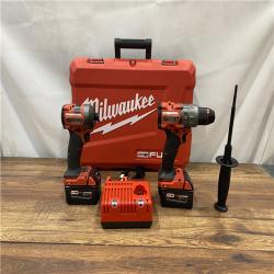 AS IS Milwaukee M18 FUEL 18V Lithium-Ion Brushless Cordless Hammer Drill and Impact Driver Combo Kit (2-Tool) with 2 Batteries