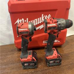 AS-ISMilwaukee M18 FUEL 18V Lithium-Ion Brushless Cordless Hammer Drill and Impact Driver Combo Kit (2-Tool) with 2 Batteries