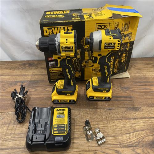 AS IS Dewalt DCK225D2 20V MAX ATOMIC Brushless Compact Lithium-Ion 1/2 in. Cordless Drill Driver and 1/4 in. Impact Driver Combo Kit with 2 Batteries 2 Ah